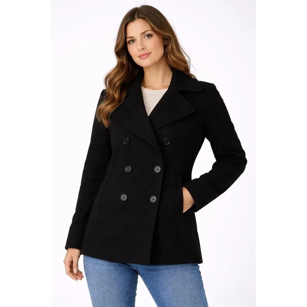 GAP Black Wool Blend Peacoat – Women’s Size Medium – Double Breasted